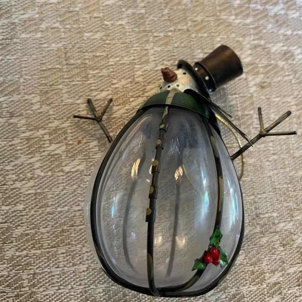 Christmas ornament snowman glass